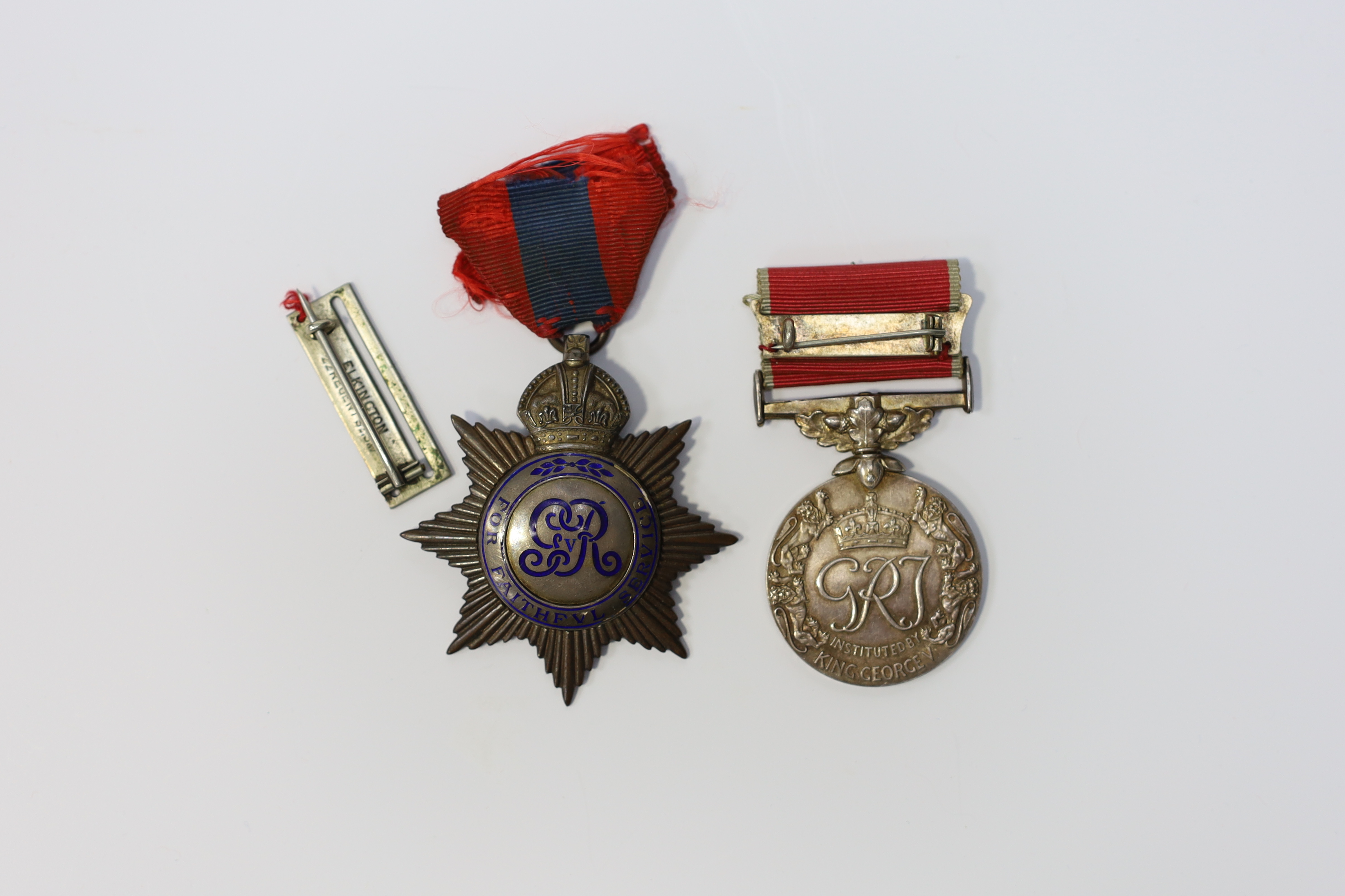 A cased George VI civil issue British Empire medal, awarded to George Watson, together with a cased George V Imperial Service Medal awarded to Richard Braid (2). Condition - fair to good